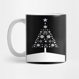 Christmas Yule Tree Made Of Snowflakes and Stars Mug